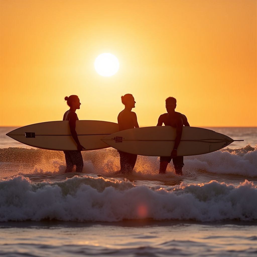 Team surfing after work
